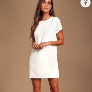 Lulu’s XS Shift and Shout White Shift Dress